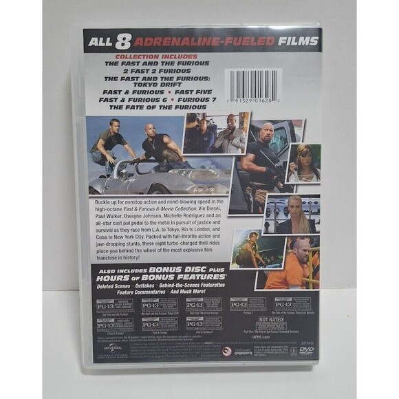 2017 UNIVERSAL STUDIOS FAST & FURIOUS 8 MOVIE COLLECTION W/ BONUS EXTRAS DISC - Picture 2 of 6